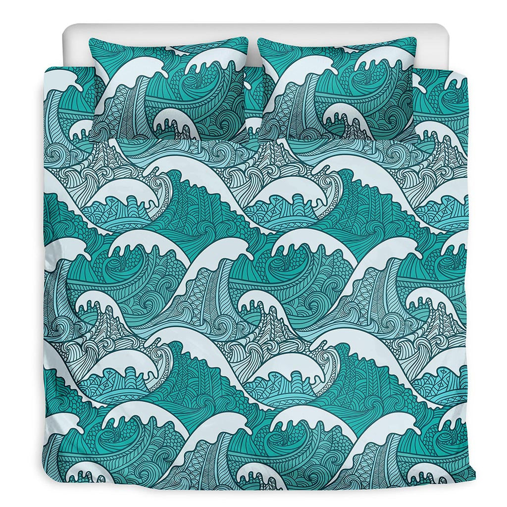 Surfing Wave Pattern Print Duvet Cover Bedding Set