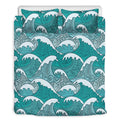 Surfing Wave Pattern Print Duvet Cover Bedding Set