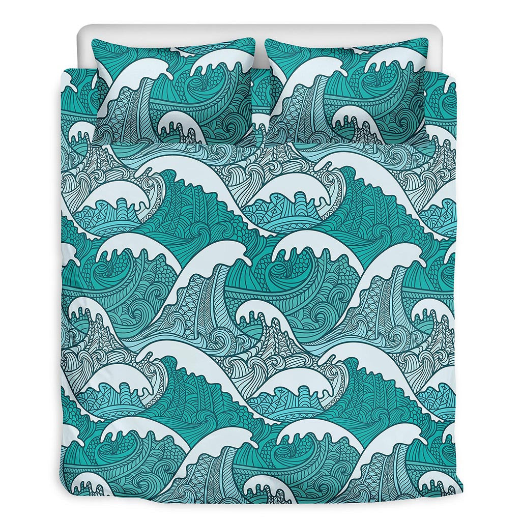 Surfing Wave Pattern Print Duvet Cover Bedding Set