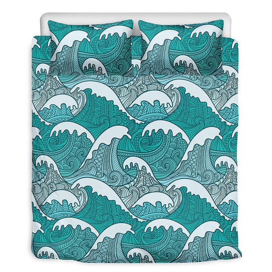 Surfing Wave Pattern Print Duvet Cover Bedding Set