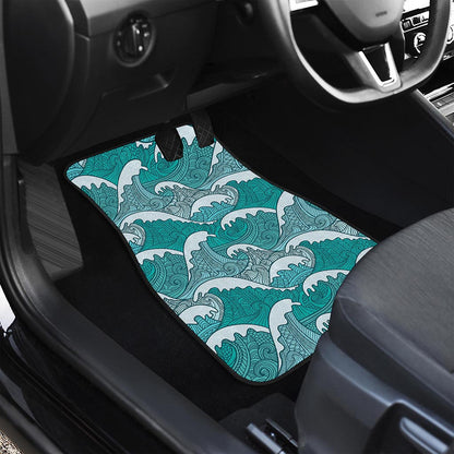 Surfing Wave Pattern Print Front and Back Car Floor Mats