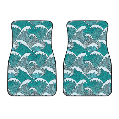 Surfing Wave Pattern Print Front Car Floor Mats