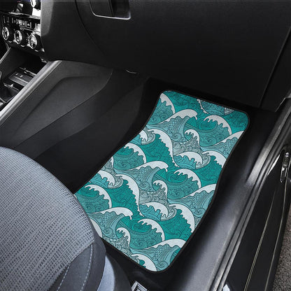 Surfing Wave Pattern Print Front Car Floor Mats
