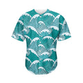 Surfing Wave Pattern Print Men's Baseball Jersey