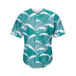 Surfing Wave Pattern Print Men's Baseball Jersey