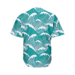 Surfing Wave Pattern Print Men's Baseball Jersey