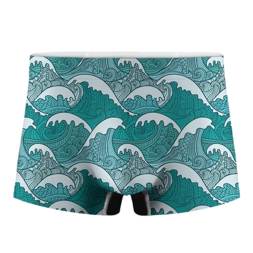 Surfing Wave Pattern Print Men's Boxer Briefs