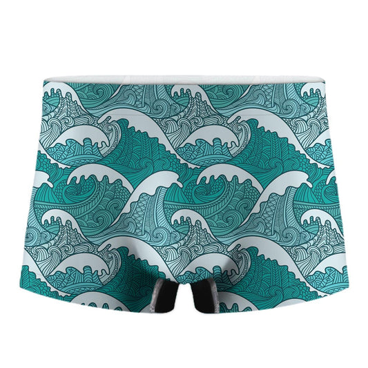 Surfing Wave Pattern Print Men's Boxer Briefs