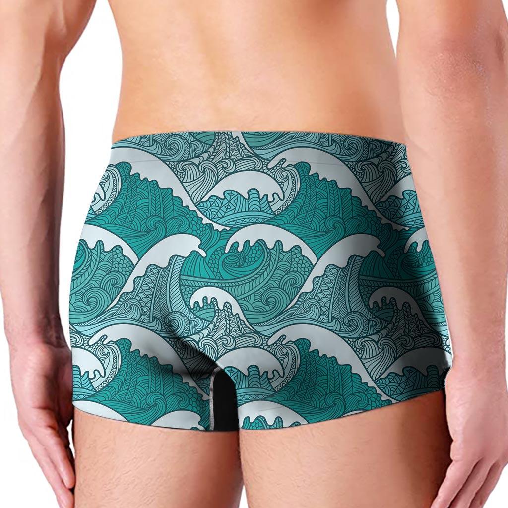 Surfing Wave Pattern Print Men's Boxer Briefs