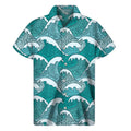 Surfing Wave Pattern Print Men's Short Sleeve Shirt