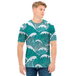 Surfing Wave Pattern Print Men's T-Shirt