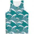 Surfing Wave Pattern Print Men's Tank Top