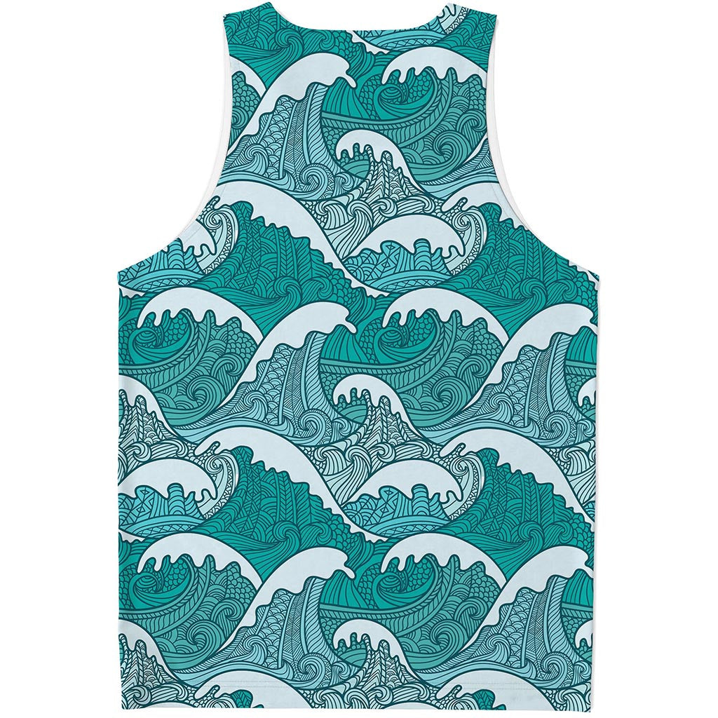 Surfing Wave Pattern Print Men's Tank Top