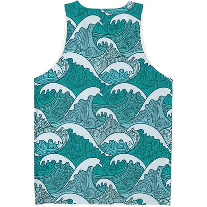 Surfing Wave Pattern Print Men's Tank Top