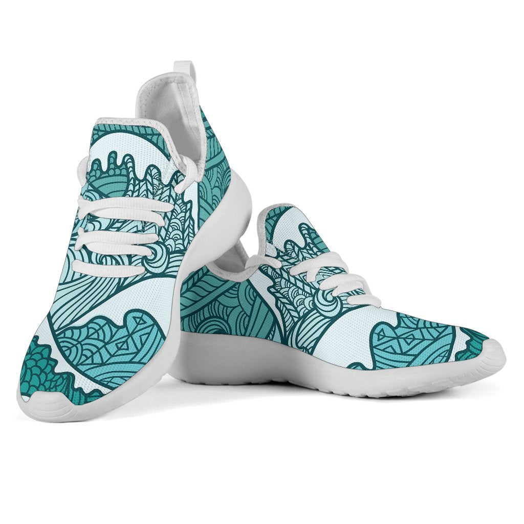 Surfing Wave Pattern Print Mesh Knit Shoes GearFrost