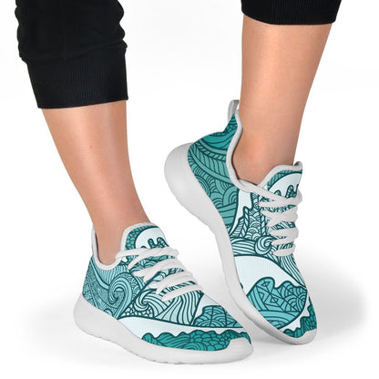 Surfing Wave Pattern Print Mesh Knit Shoes GearFrost