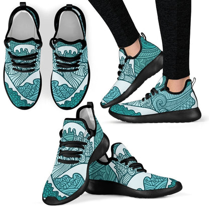 Surfing Wave Pattern Print Mesh Knit Shoes GearFrost