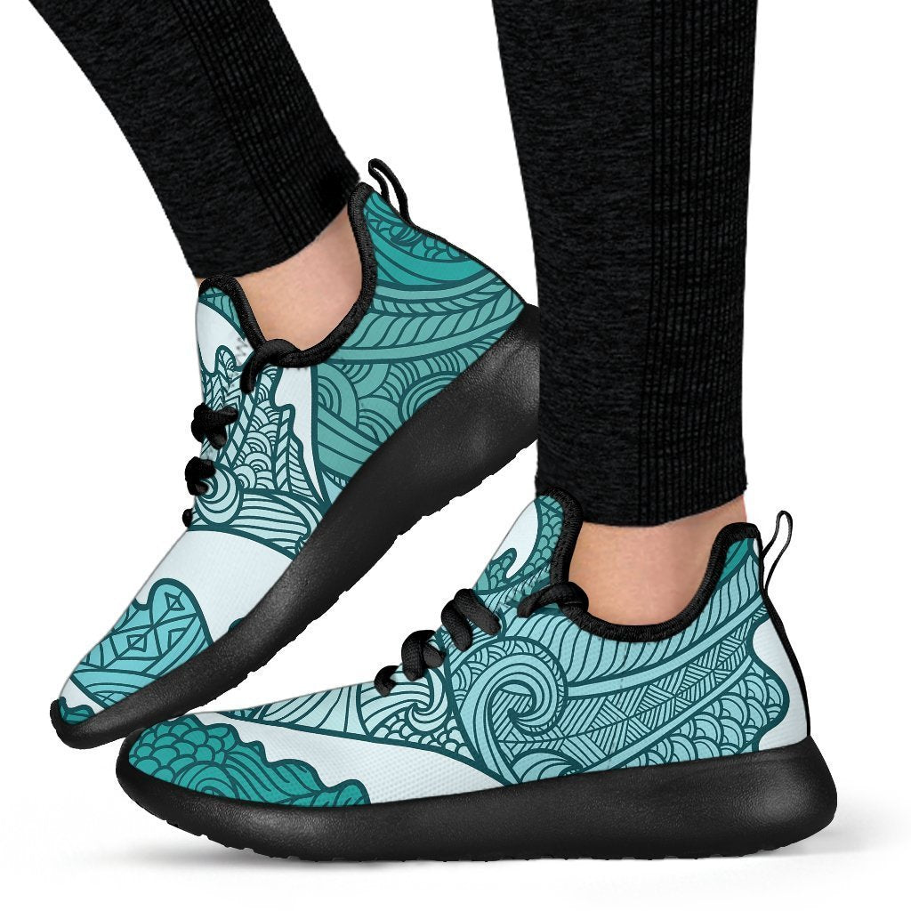 Surfing Wave Pattern Print Mesh Knit Shoes GearFrost