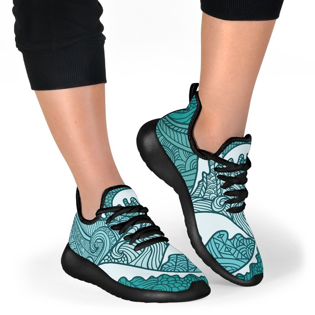 Surfing Wave Pattern Print Mesh Knit Shoes GearFrost