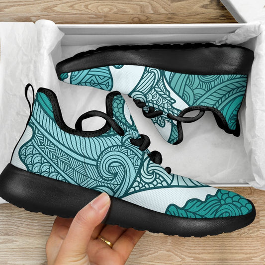 Surfing Wave Pattern Print Mesh Knit Shoes GearFrost