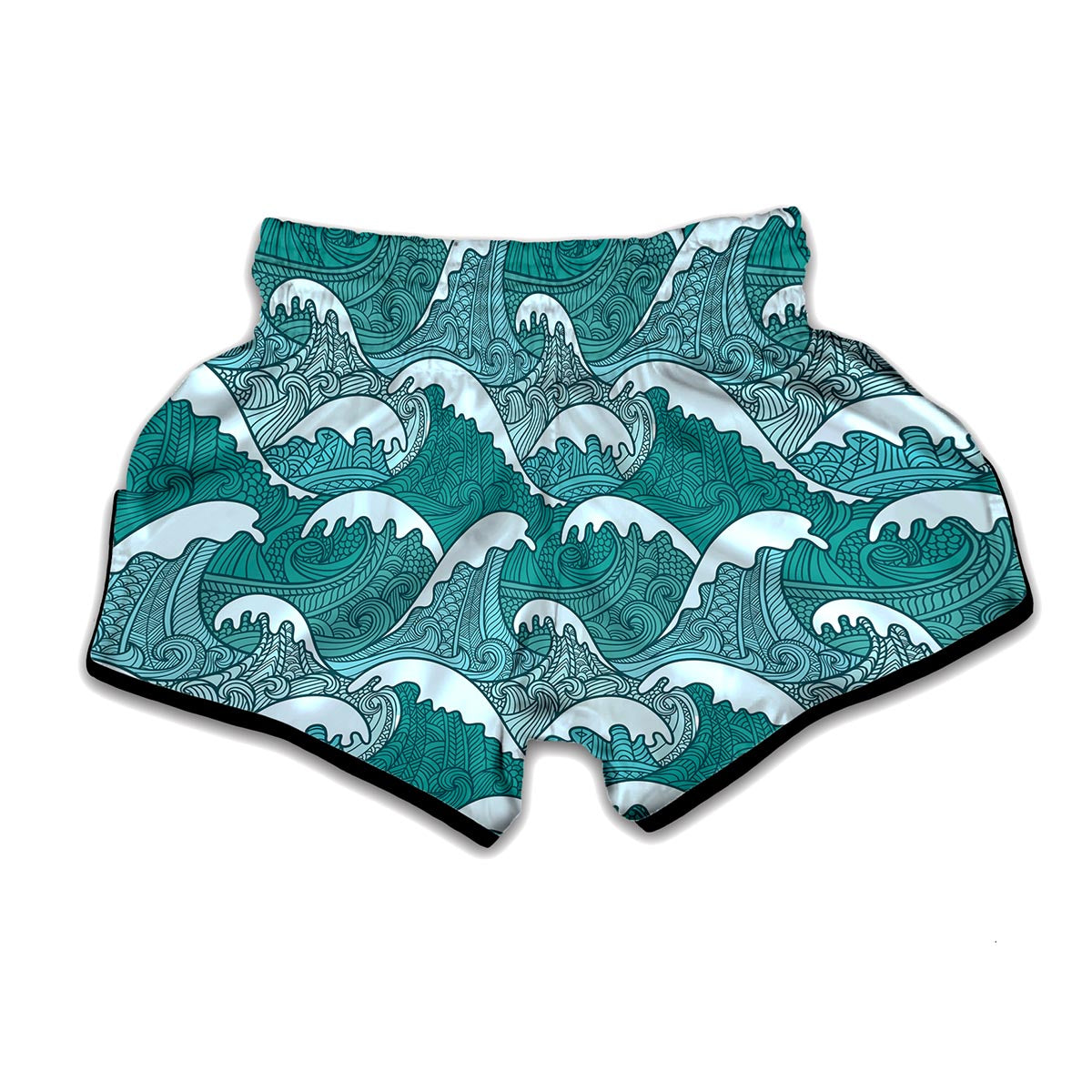 Surfing Wave Pattern Print Muay Thai Boxing Shorts