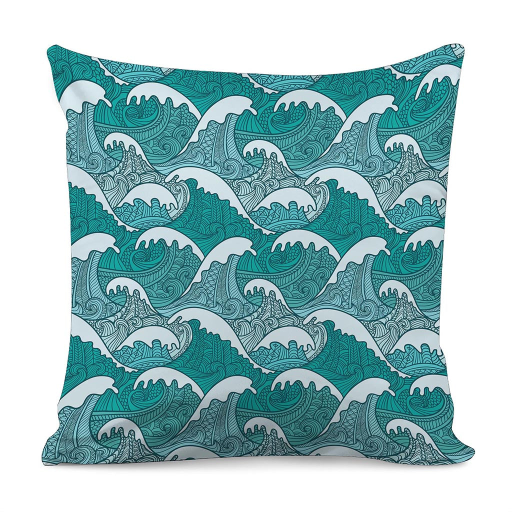 Surfing Wave Pattern Print Pillow Cover