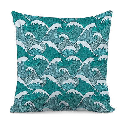 Surfing Wave Pattern Print Pillow Cover