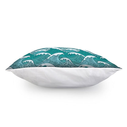 Surfing Wave Pattern Print Pillow Cover