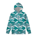 Surfing Wave Pattern Print Pullover Hoodie