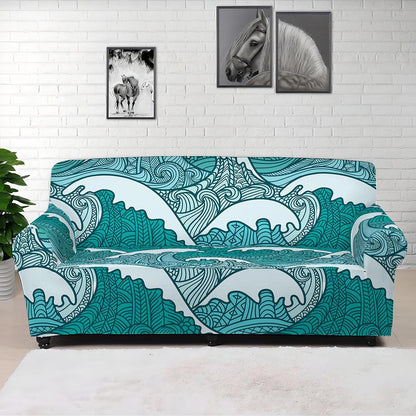 Surfing Wave Pattern Print Sofa Cover