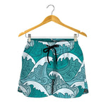 Surfing Wave Pattern Print Women's Shorts