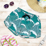 Surfing Wave Pattern Print Women's Shorts