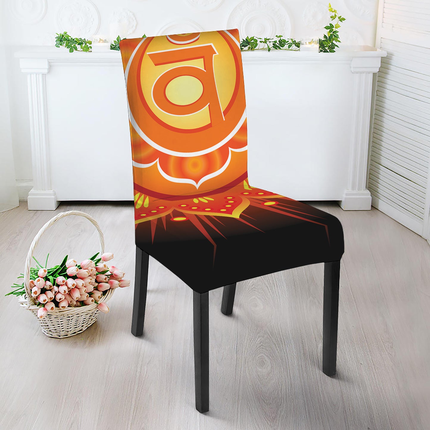 Swadhisthana Chakra Mandala Print Dining Chair Slipcover