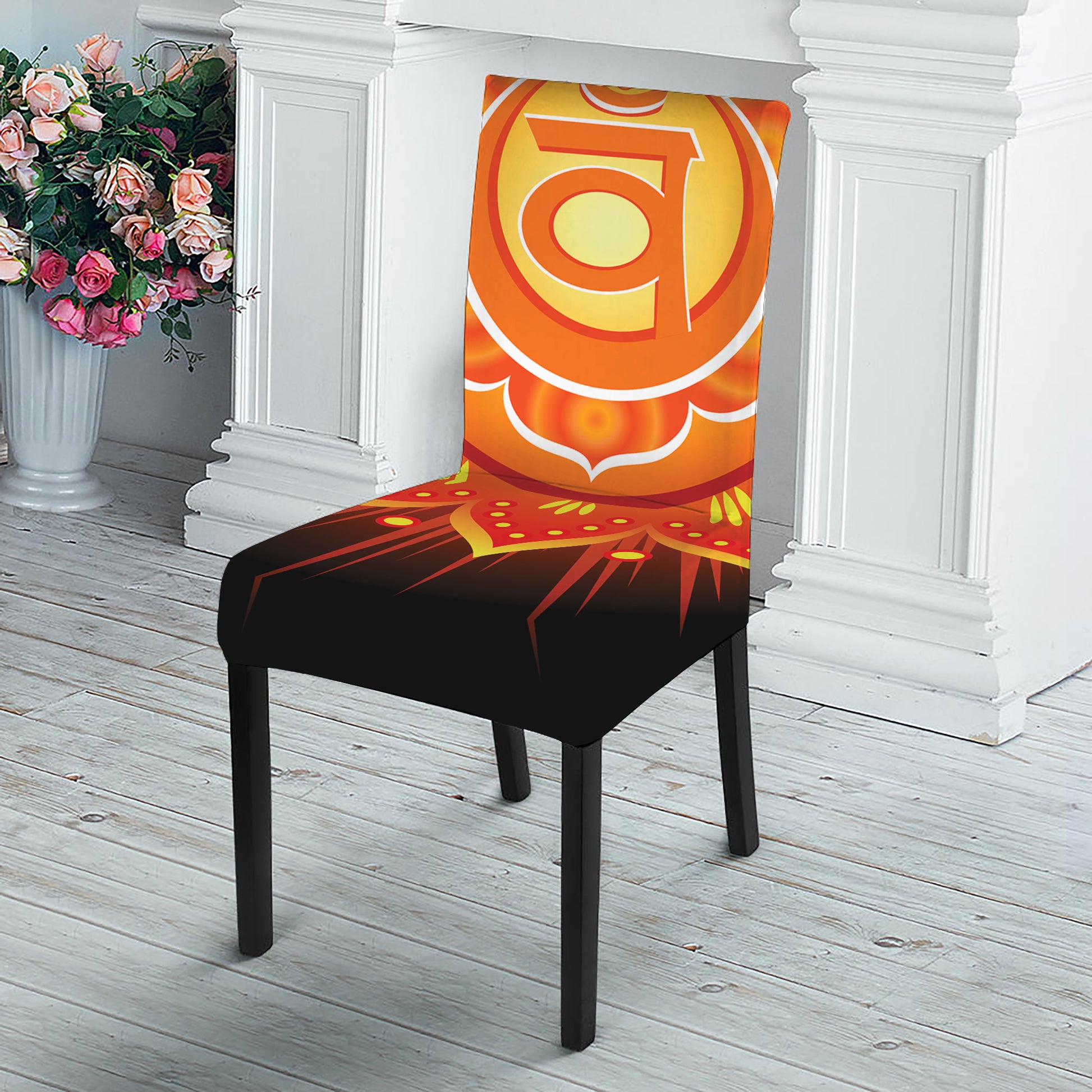 Swadhisthana Chakra Mandala Print Dining Chair Slipcover