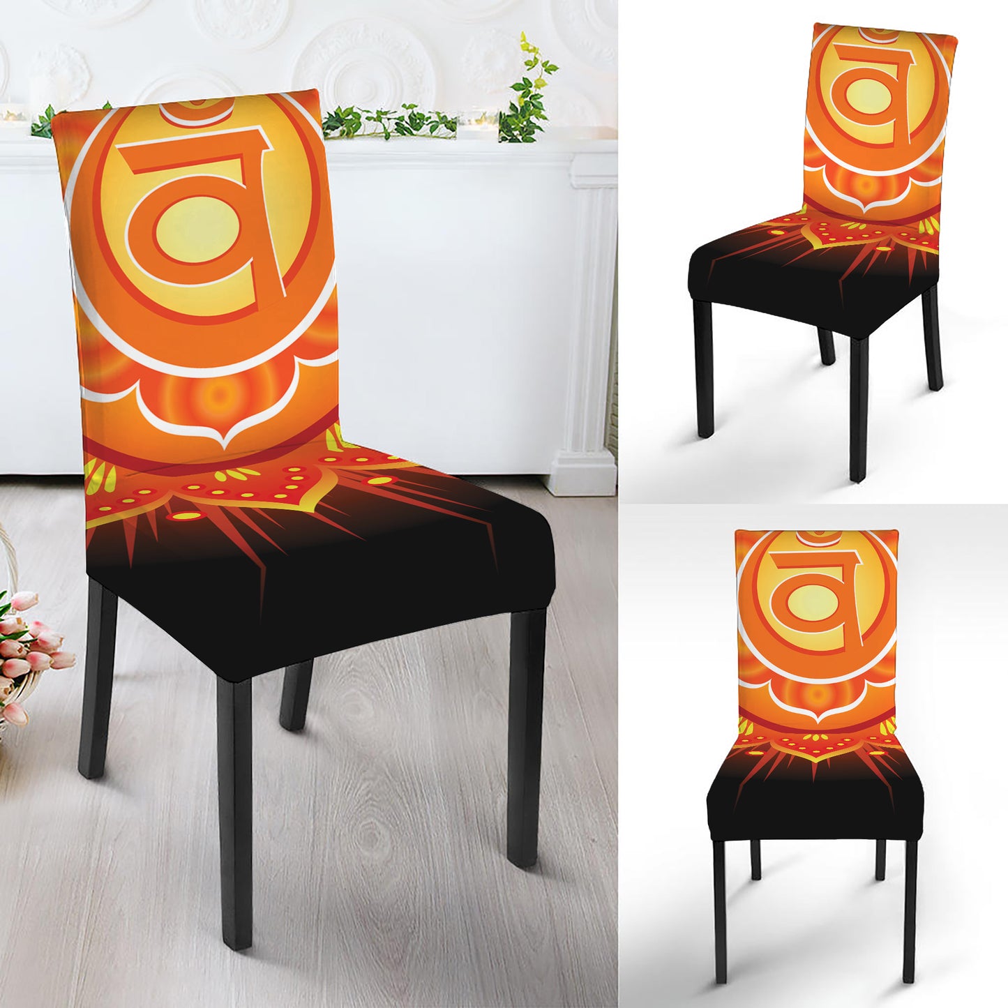 Swadhisthana Chakra Mandala Print Dining Chair Slipcover
