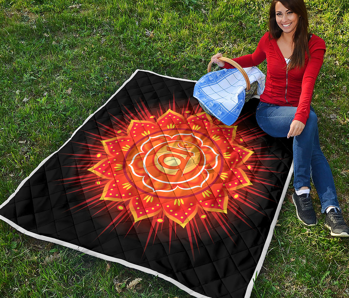 Swadhisthana Chakra Mandala Print Quilt