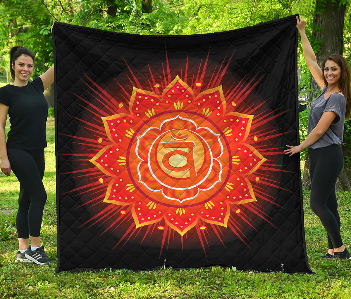 Swadhisthana Chakra Mandala Print Quilt