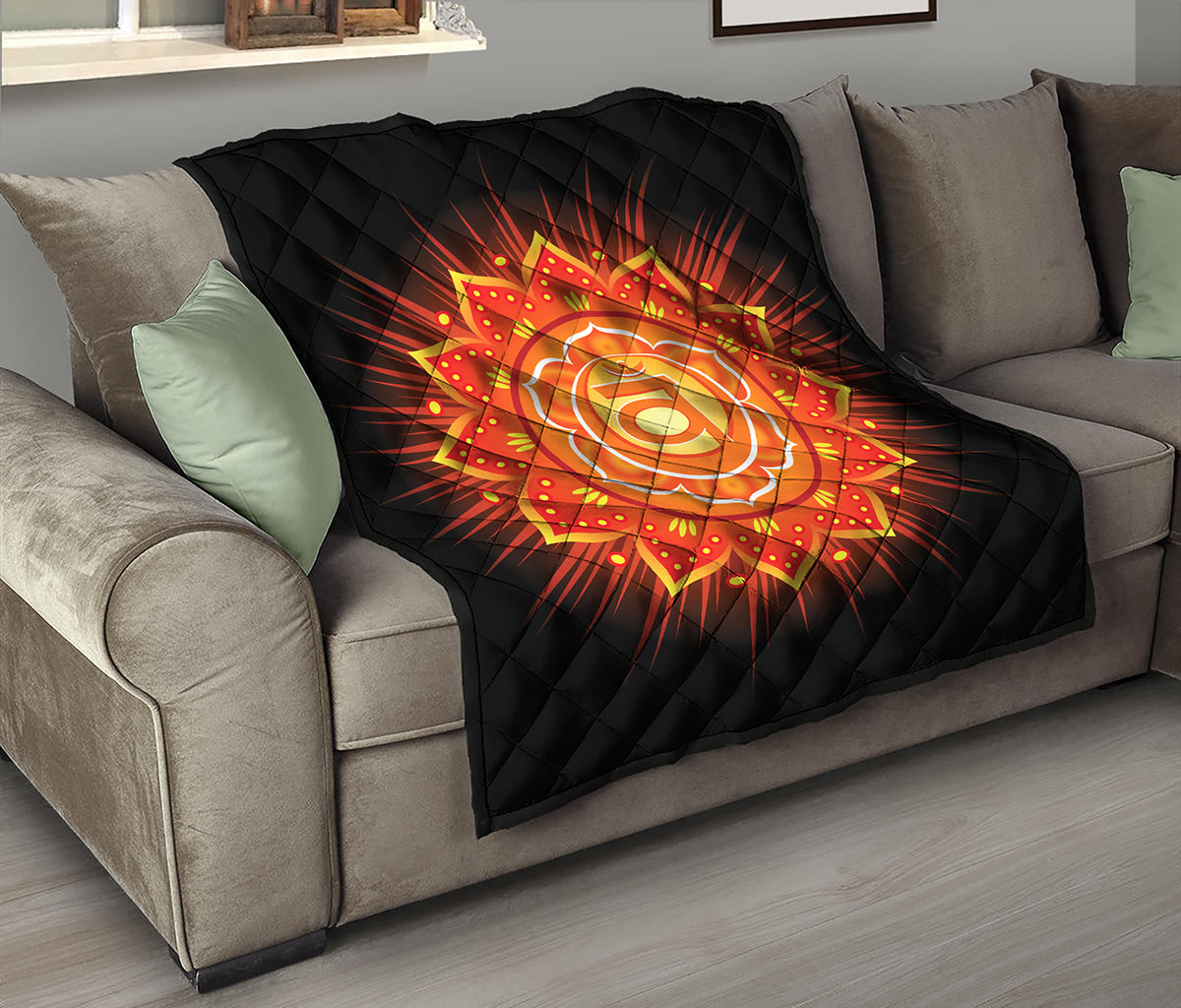 Swadhisthana Chakra Mandala Print Quilt