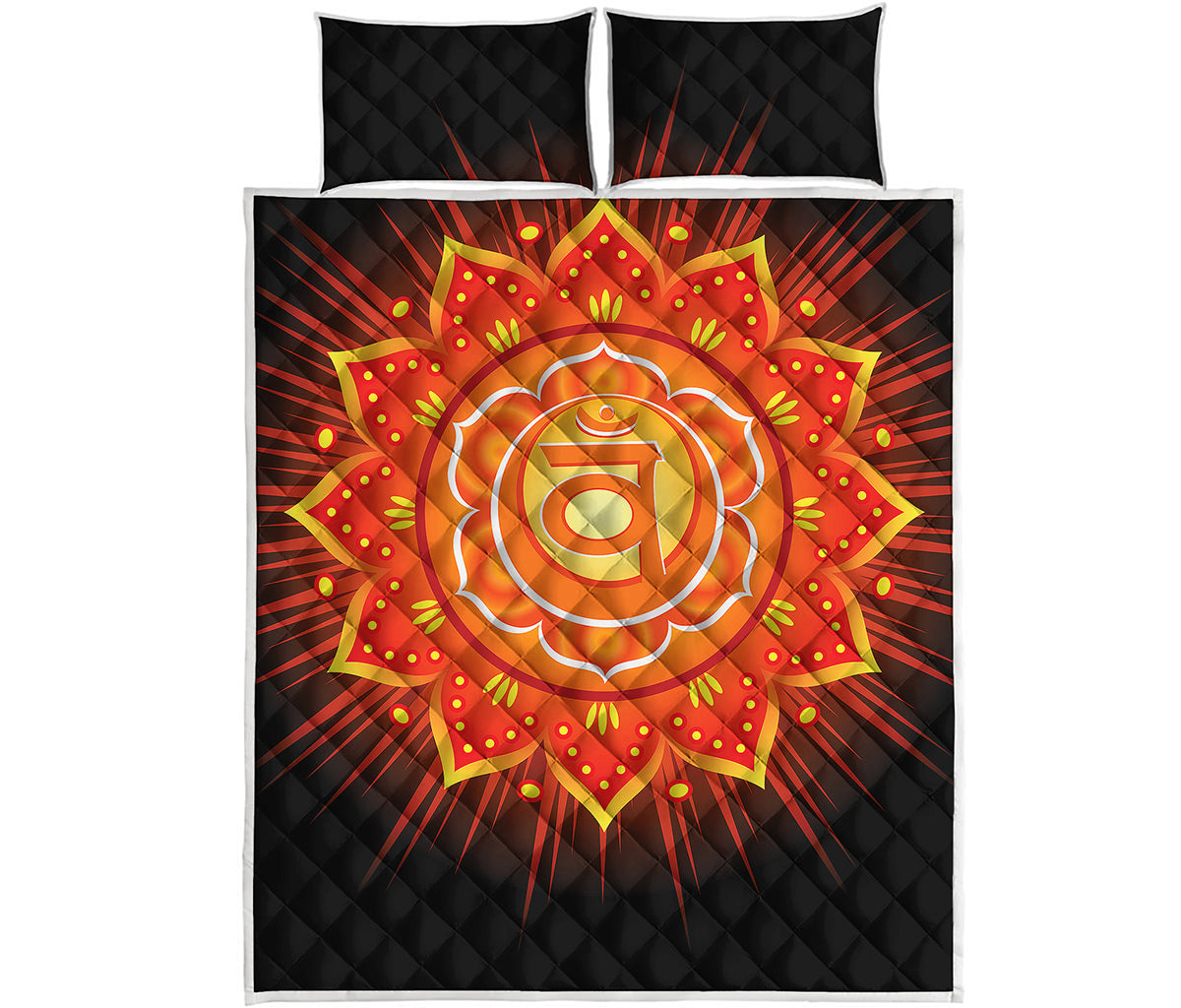 Swadhisthana Chakra Mandala Print Quilt Bed Set