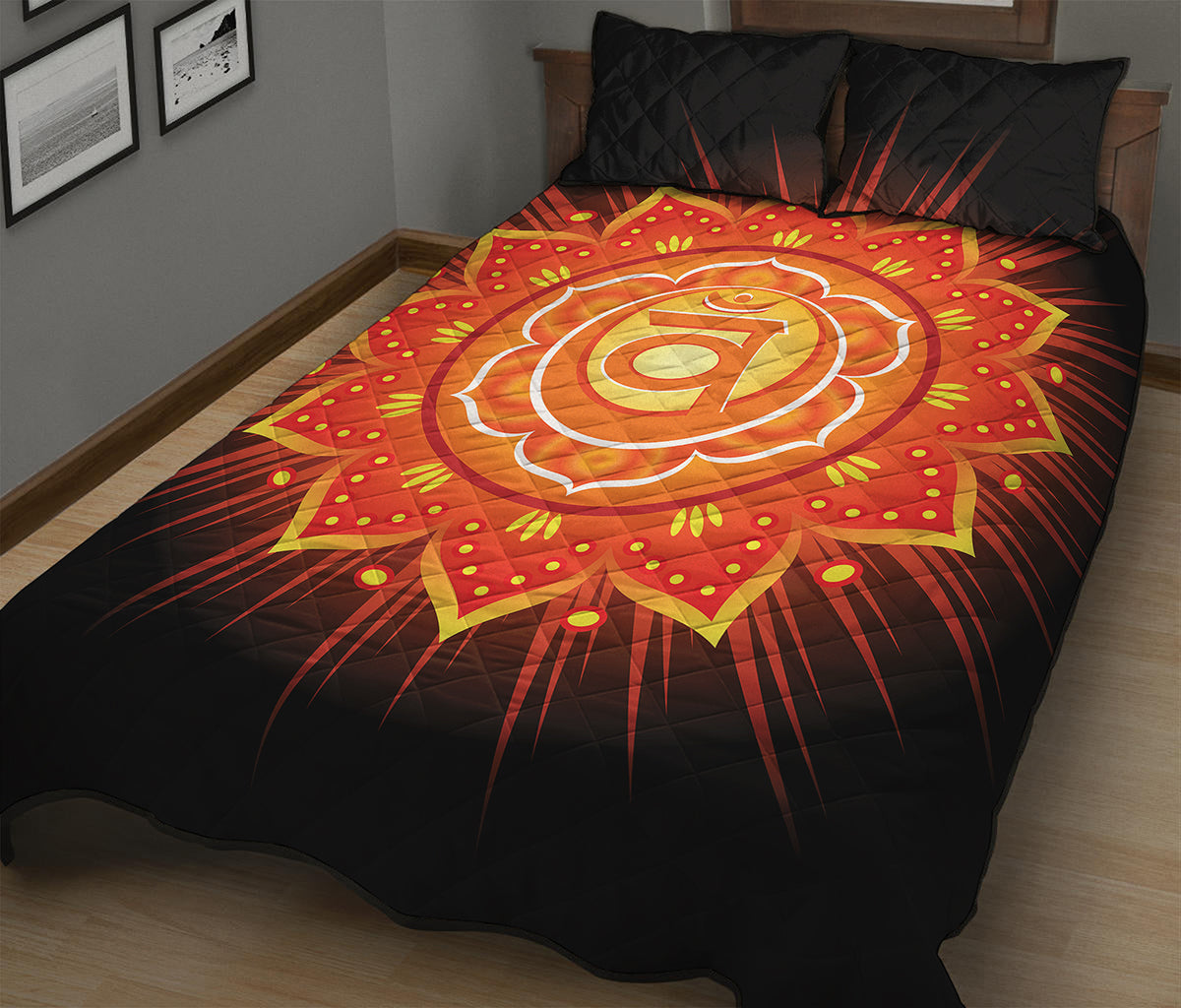 Swadhisthana Chakra Mandala Print Quilt Bed Set