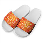 Swadhisthana Chakra Mandala Print White Slide Sandals