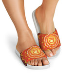 Swadhisthana Chakra Mandala Print White Slide Sandals