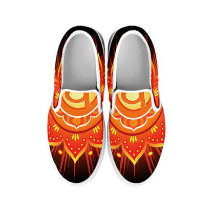 Swadhisthana Chakra Mandala Print White Slip On Shoes