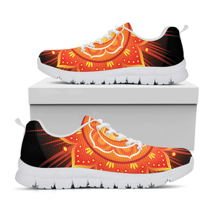 Swadhisthana Chakra Mandala Print White Sneakers