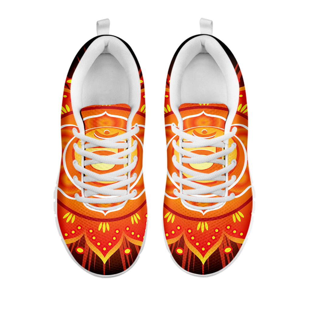 Swadhisthana Chakra Mandala Print White Sneakers