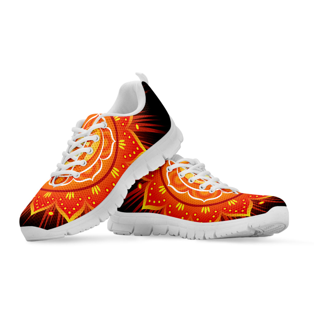 Swadhisthana Chakra Mandala Print White Sneakers