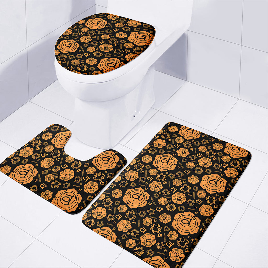 Swadhisthana Chakra Pattern Print 3 Piece Bath Mat Set