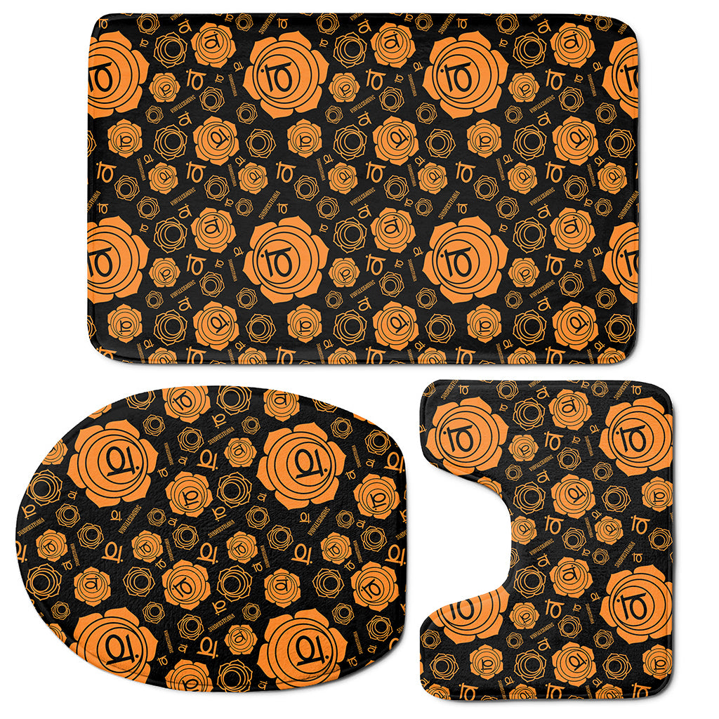 Swadhisthana Chakra Pattern Print 3 Piece Bath Mat Set