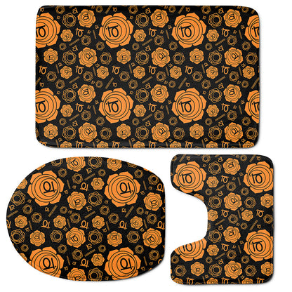 Swadhisthana Chakra Pattern Print 3 Piece Bath Mat Set