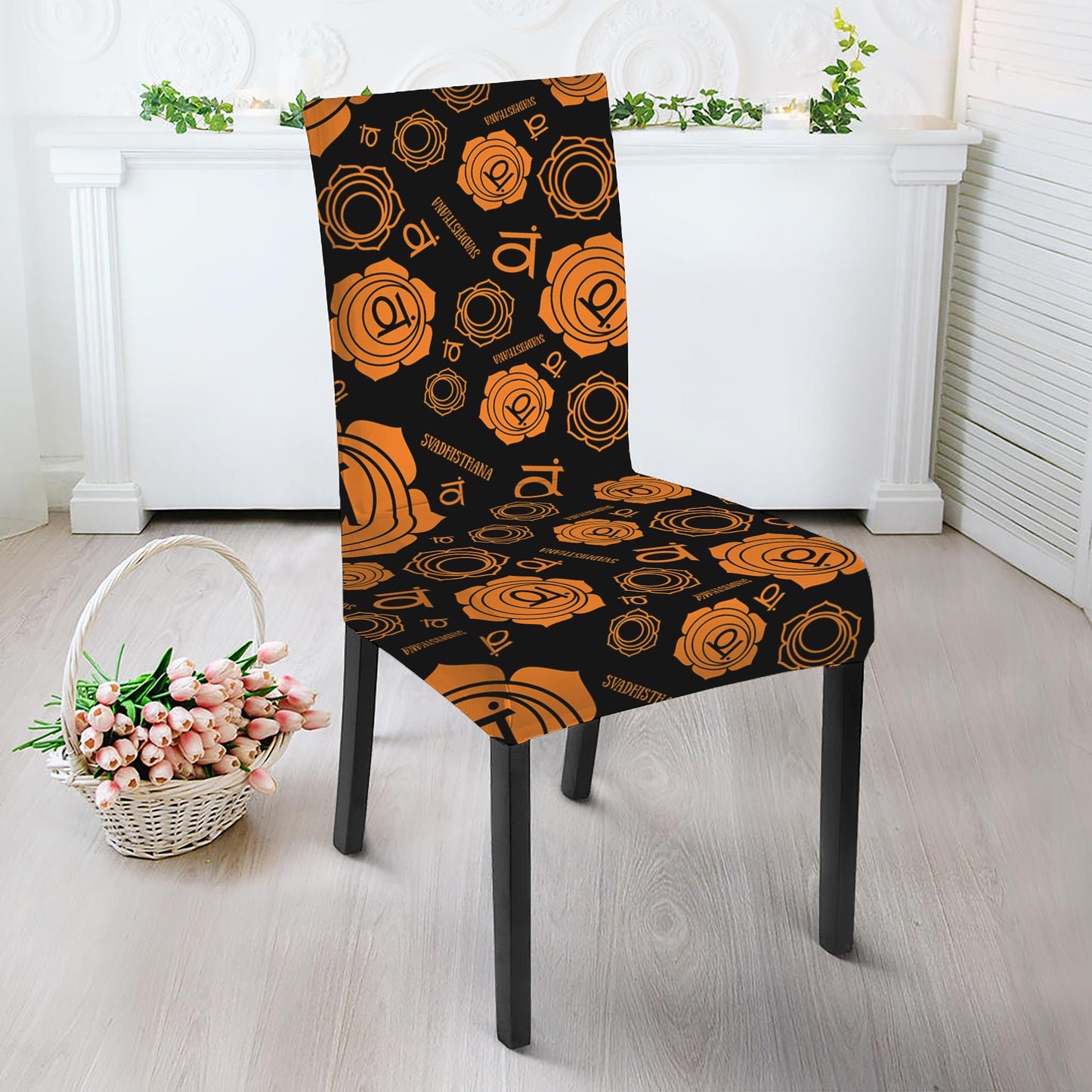 Swadhisthana Chakra Pattern Print Dining Chair Slipcover